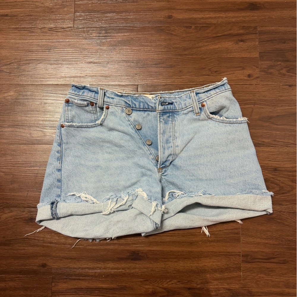 Abercrombie & Fitch the dad short high rise Light Blue Jean Shorts